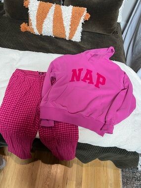 Hot Pink NAP Hoodie and pajama pants set